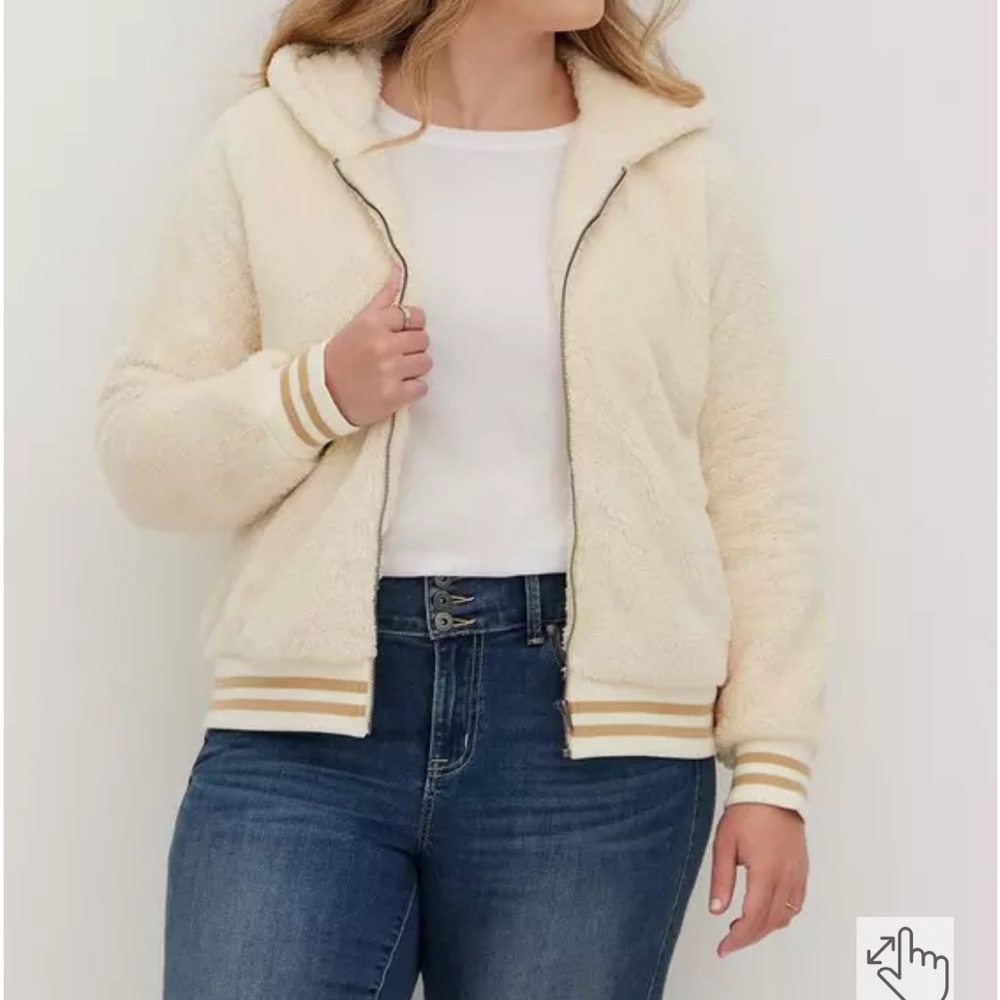 Women's Cream Sherpa Jacket with Hood